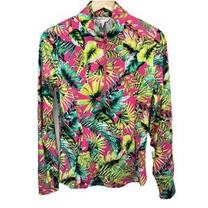 Tommy Bahama Half Zip Golf‎ Top Womens Size Small Tropical Floral UPF 50+ Sporty